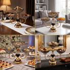 Premium 3-Bowl Gold Serving Stand with Smoky Grey Glass - Royal Centerpiece & Dry Fruit Platter
