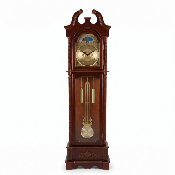 Anupam Premium Wooden Grandfather Pendulum Floor Clock with Chime – Classic Antique Home Decor