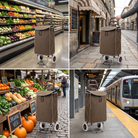 Premium Foldable Shopping Trolley Bag with Wheels - Heavy Duty Reusable Grocery Cart
