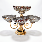 Premium 4-Bowl Gold Serving Stand with Smoky Grey Glass - Royal Centerpiece & Dry Fruit Platter