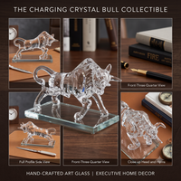 Anupam Premium Crystal Bull Showpiece with Glass Base | Luxury Home & Office Decor Gift Items - Pack of 1