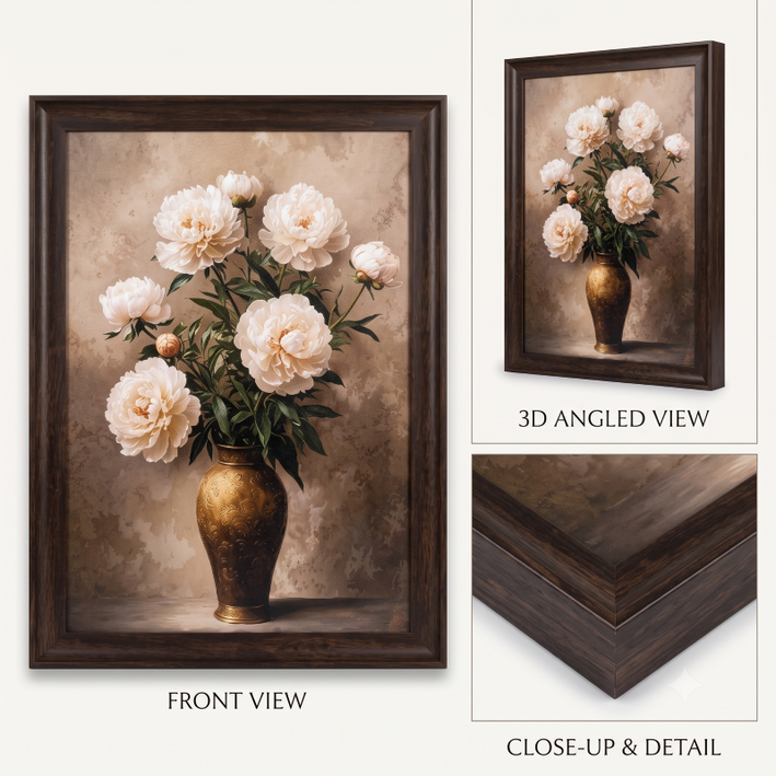 Anupam Premium White Peony Floral Metal Framed Wall Painting – 18 x 26 Inch Premium Botanical Wall Art for Living Room & Home Decor