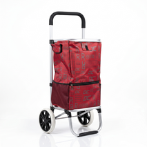 Anupam Premium Modern Printed Red Folding Shopping Trolley Bag with Wheels - Heavy-Duty Grocery Cart