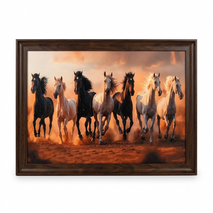 Anupam Premium Seven Running Horses Framed Wall Painting, Wall Photo Frame – 18 x 26 Inch Premium Home Decor Artwork