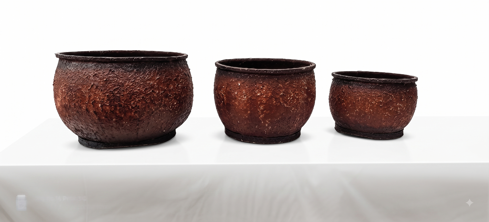 Premium set of 3 Rustic Brown Decorative Metal Planters – Vintage Style Plant Pots