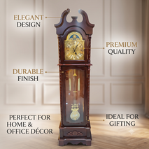Anupam Premium Wooden Grandfather Pendulum Floor Clock with Chime – Classic Antique Home Decor
