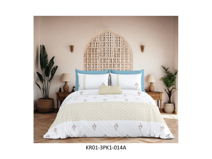 KARIGARI 210 TC 100% COTTON KING SIZE DOUBLE BEDSHEET SET HAND BLOCK