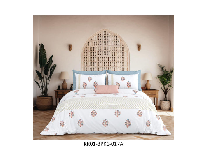 KARIGARI 210 TC 100% COTTON KING SIZE DOUBLE BEDSHEET SET HAND BLOCK