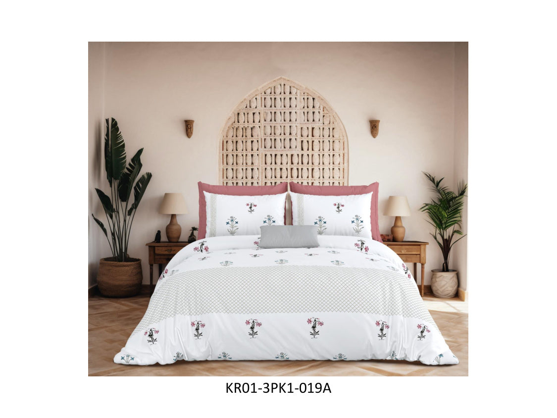KARIGARI 210 TC 100% COTTON KING SIZE DOUBLE BEDSHEET SET HAND BLOCK