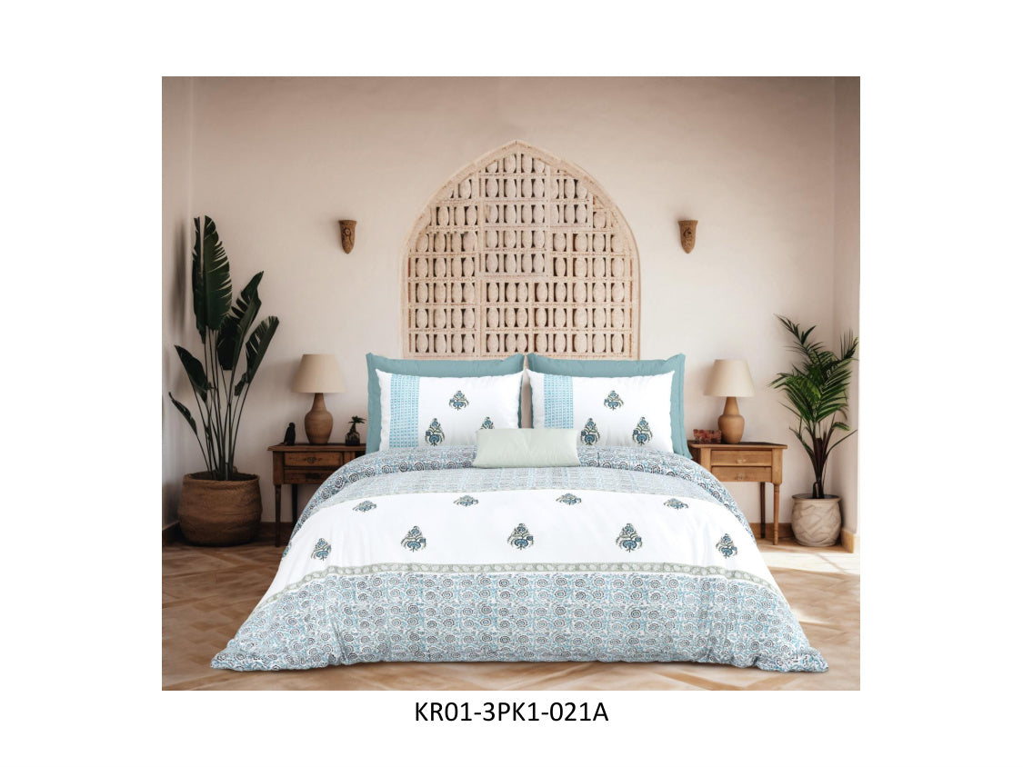 KARIGARI 210 TC 100% COTTON KING SIZE DOUBLE BEDSHEET SET HAND BLOCK