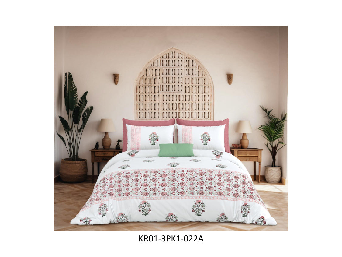 KARIGARI 210 TC 100% COTTON KING SIZE DOUBLE BEDSHEET SET HAND BLOCK