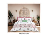 KARIGARI 210 TC 100% COTTON KING SIZE DOUBLE BEDSHEET SET HAND BLOCK