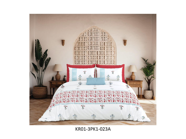 KARIGARI 210 TC 100% COTTON KING SIZE DOUBLE BEDSHEET SET HAND BLOCK