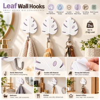 Anupam Leaf Design Self Adhesive Wall Hooks for Bathroom, Kitchen, Keys, Towels & Everyday Hanging Use – Pack of 3