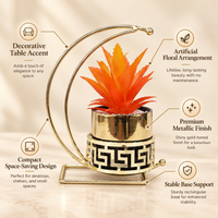 Anupam Premium Artificial Metal Flower Pot with Stand Home Decor, Decorative Home Item / Tabletop Statue / Luxury Flower Showpiece for Living Room, Office & Gifting