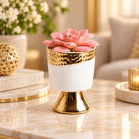 Premium Artificial Beautiful Flower Pot Home Decor, Decorative Home Item / Tabletop Statue / Luxury Flower Showpiece for Living Room, Office & Gifting