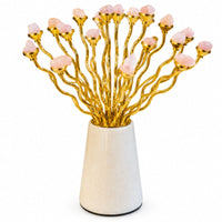 Anupam Luxury Golden Branch Crystal Flower Decorative Showpiece with Pink Stone Accents & White Base for Home and Office Decor
