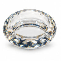 Anupam Luxury Clear Crystal Ashtray with Faceted Diamond-Cut Design for Home, Office, Lounge and Table Decor