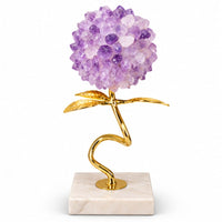 Anupam Premium Purple Crystal Flower Showpiece with Golden Stem & Marble Base Home Decor Gift Items - Pack of 1