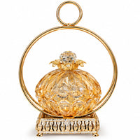 Anupam Premium Luxury Golden Crystal Decorative Jar with Ring Stand | Elegant Tabletop Showpiece & Gift Items