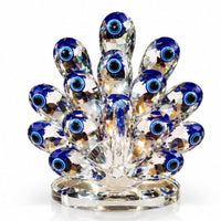 Anupam Luxury Crystal Peacock Decorative Showpiece with Blue Evil Eye Feather Detailing for Home, Office and Premium Gifting