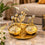 Anupam Luxury Golden Decorative Dry Fruit Serving Bowl Set with Tray, Crystal Ball Detailing and Bird Accent for Home Decor and Gifting