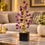 Anupam Luxury Golden Crystal Tree Showpiece with Purple Glass Ball Accents and Black Base for Home and Office Decor
