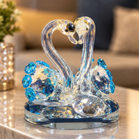 Anupam Luxury Crystal Swan Couple Decorative Showpiece with Blue Stone Detailing for Home, Office and Premium Gifting