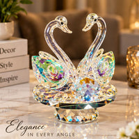 Anupam Luxury Crystal Swan Couple Decorative Showpiece with Iridescent Detailing and Faceted Base for Home, Office and Premium Gifting