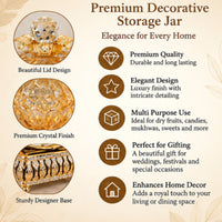 Anupam Premium Luxury Golden Crystal Decorative Jar with Ring Stand | Elegant Tabletop Showpiece & Gift Items