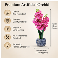 Premium Artificial Graceful Flower Pot Home Decor, Decorative Home Item / Tabletop Statue / Luxury Flower Showpiece for Living Room, Office & Gifting