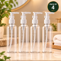Anupam Transparent Refillable Pump Dispenser Bottles 200ml for Hand Wash, Lotion, Shampoo & Sanitizer – Pack of 4