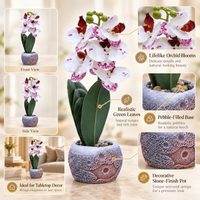 Premium Artificial Decorative Flower Pot Home Decor, Decorative Home Item / Tabletop Statue / Luxury Flower Showpiece for Living Room, Office & Gifting