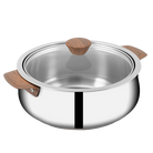 DoubleWall PUF Insulated Serving Casserole with Lid 0.75 L (Wooden Finish Handle)