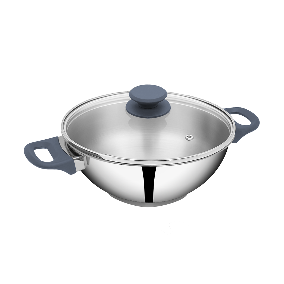 Deep Kadai with Glass Lid 26cm