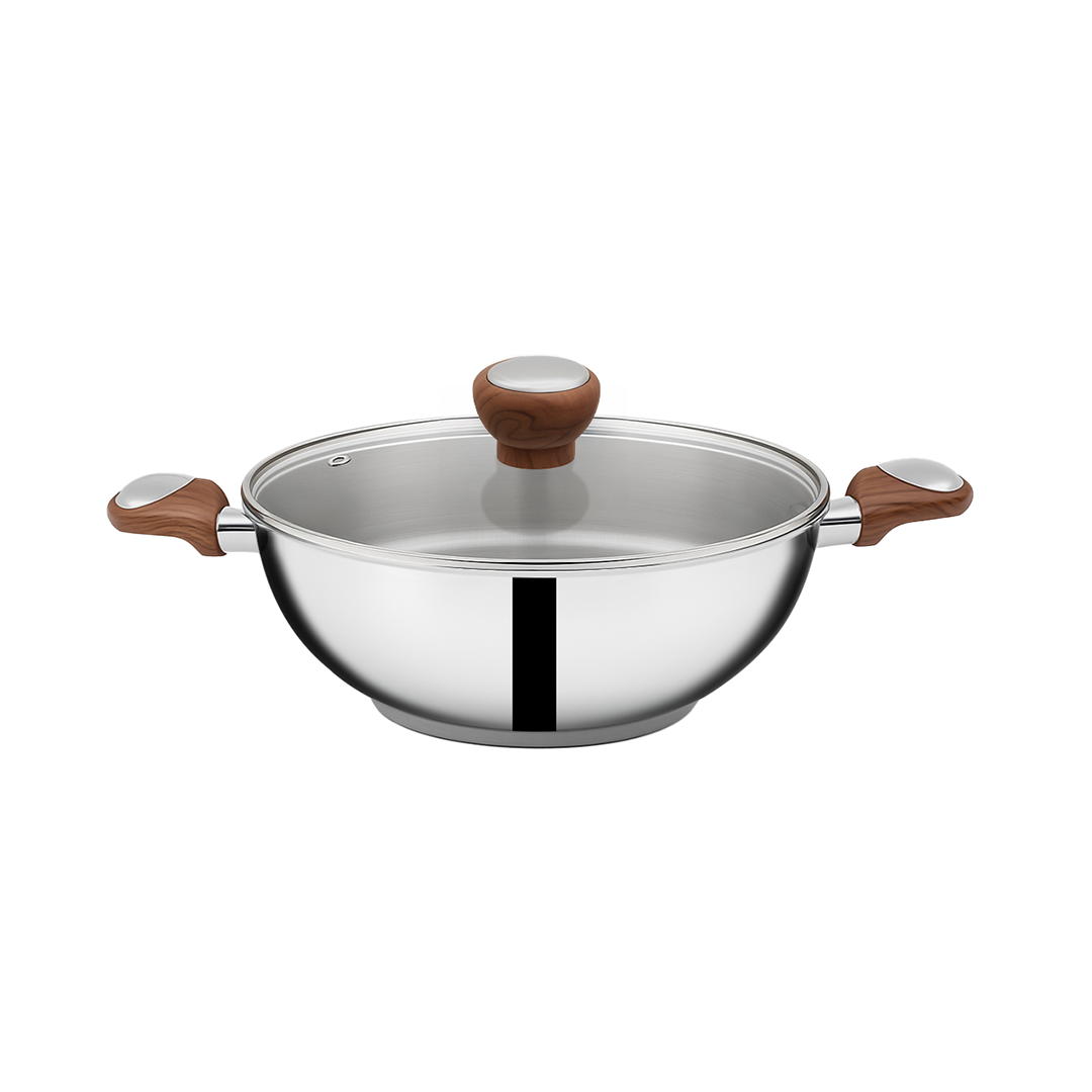 Deep Kadai with Glass Lid 24 cm