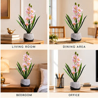 Premium Artificial Beautiful Flower Pot Home Decor, Decorative Home Item / Tabletop Statue / Luxury Flower Showpiece for Living Room, Office & Gifting