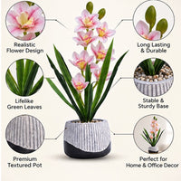 Premium Artificial Beautiful Flower Pot Home Decor, Decorative Home Item / Tabletop Statue / Luxury Flower Showpiece for Living Room, Office & Gifting