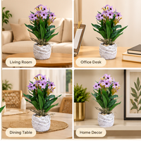 Premium Artificial Graceful Flower Pot Home Decor, Decorative Home Item / Tabletop Statue / Luxury Flower Showpiece for Living Room, Office & Gifting