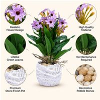 Premium Artificial Graceful Flower Pot Home Decor, Decorative Home Item / Tabletop Statue / Luxury Flower Showpiece for Living Room, Office & Gifting