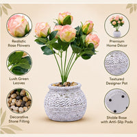 Premium Artificial Graceful Flower Pot Home Decor, Decorative Home Item / Tabletop Statue / Luxury Flower Showpiece for Living Room, Office & Gifting
