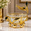 Anupam Luxury Golden Leaf Decorative Glass Serving Bowl with Floral Accent Stand for Dry Fruits, Chocolates, Home Decor and Gifting