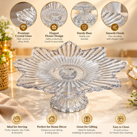 Anupam Clear Flower Shaped Textured Glass Pedestal Serving Bowl for Fruits and Snacks | Dining Table, Home and Festive Gifting — product view 2