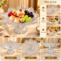 Anupam Clear Flower Shaped Textured Glass Pedestal Serving Bowl for Fruits and Snacks | Dining Table, Home and Festive Gifting — product view 3