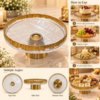 Anupam Gold Rim Textured Glass Pedestal Fruit Bowl with Decorative Metal Base | Dining Table, Home and Festive Gifting — product view 2