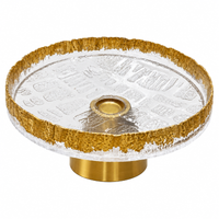 Anupam Gold Rim Textured Glass Pedestal Fruit Bowl with Decorative Metal Base | Dining Table, Home and Festive Gifting — product view 5