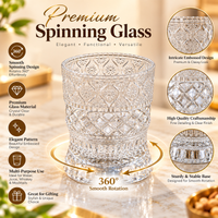 Anupam Spinning Textured Glass Tumbler with Faceted Pattern for Drinks and Table Styling | Dining Table, Home and Festive Gifting — product view 2