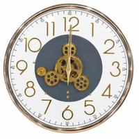 Anupam Round White Dial Wall Clock with Gold Numerals and Decorative Gear Detail | Living Room, Bedroom and Office — product view 4