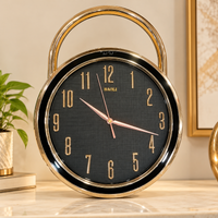 Anupam Black Dial Wall Clock with Gold Numerals and Decorative Loop Frame | Living Room, Bedroom and Office — product view 1