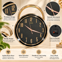 Anupam Black Dial Wall Clock with Gold Numerals and Decorative Loop Frame | Living Room, Bedroom and Office — product view 3
